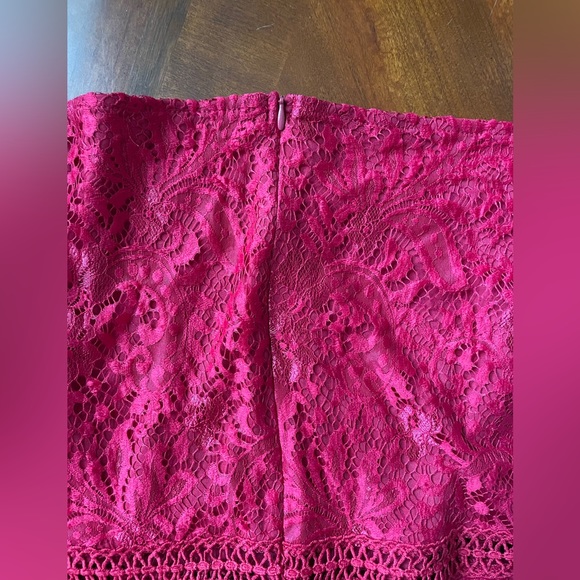 ALLANDWELL Womens Red Floral Lace Short Sleeve Knee Length Bodycon Dress Size XL - Picture 10 of 12